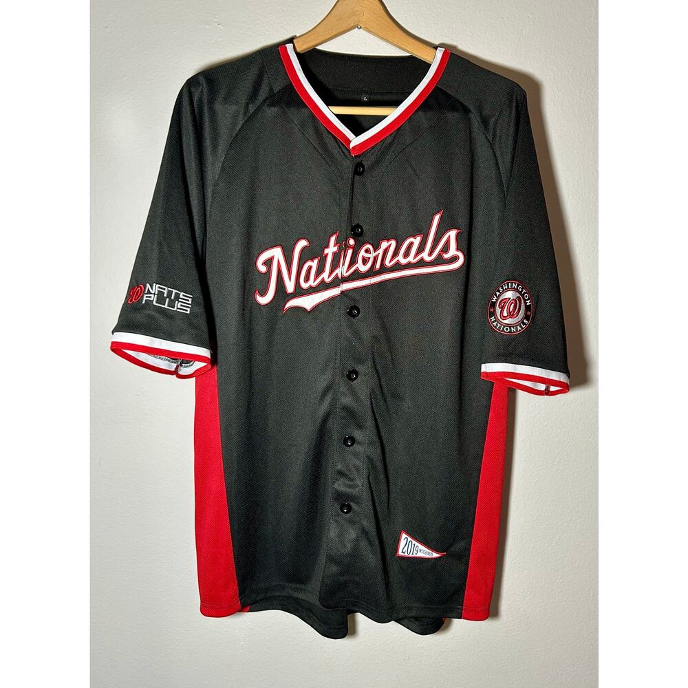 Washington Nationals 2019 MLB World Series  Black Baseball Jersey #8 Moore Sz Ld